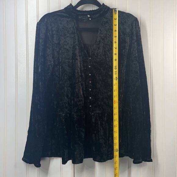 William Rast Womens Velvet Ramsey Choker Ruffled Neckline Peasant Top Size Large - Picture 8 of 10